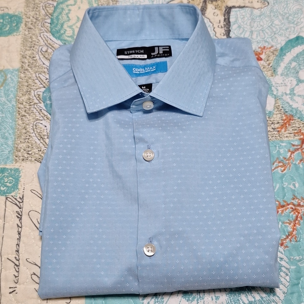 JF J.Ferrar CoolMax Stretch Light Blue Dress Shirt